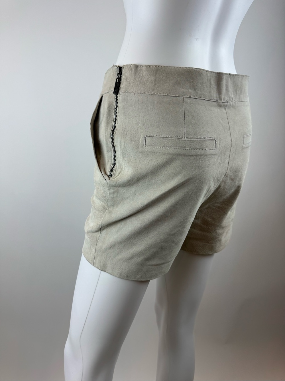 Willow & Clay Cream Suede Leather High Waist Pull-On Shorts